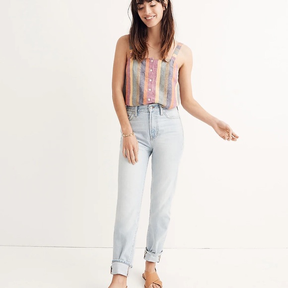 Madewell Large Rainbow Stripe Button-Front Tank Top - Picture 6 of 7